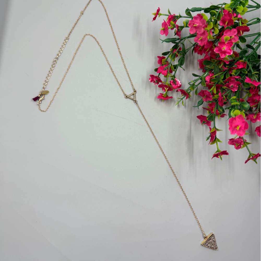 SHASHI Signed Triangle Druze Style Vintage Lariat Necklace